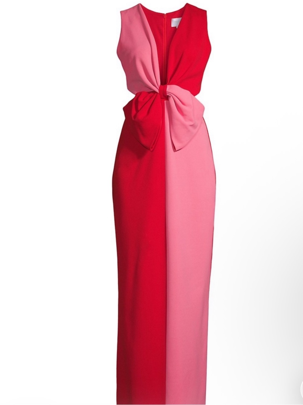 Two-Tone Pink & Red Bow-Front Maxi Dress - Picture 2 of 15